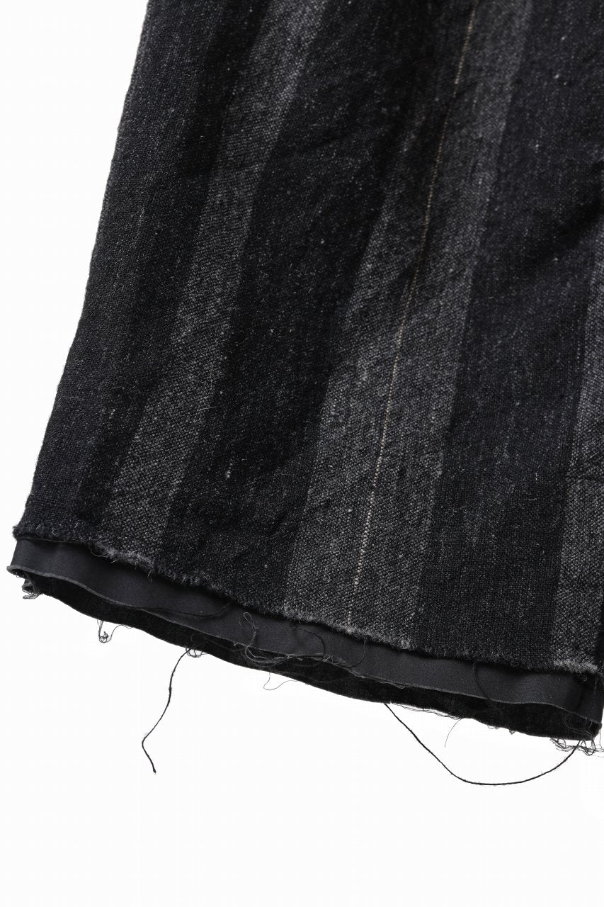画像をギャラリービューアに読み込む, KLASICA GALWAY - Rt CUT OFF BOLD STRAIGHT TROUSERS / IRREGULAR STRIPED ROUGH TWEED (BLACK)
