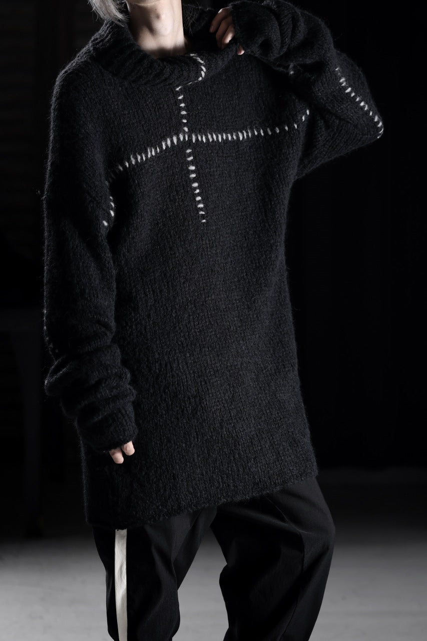 画像をギャラリービューアに読み込む, thom/krom HIGH COLLAR KNIT PULLOVER / ALPACA WOOL (BLACK)