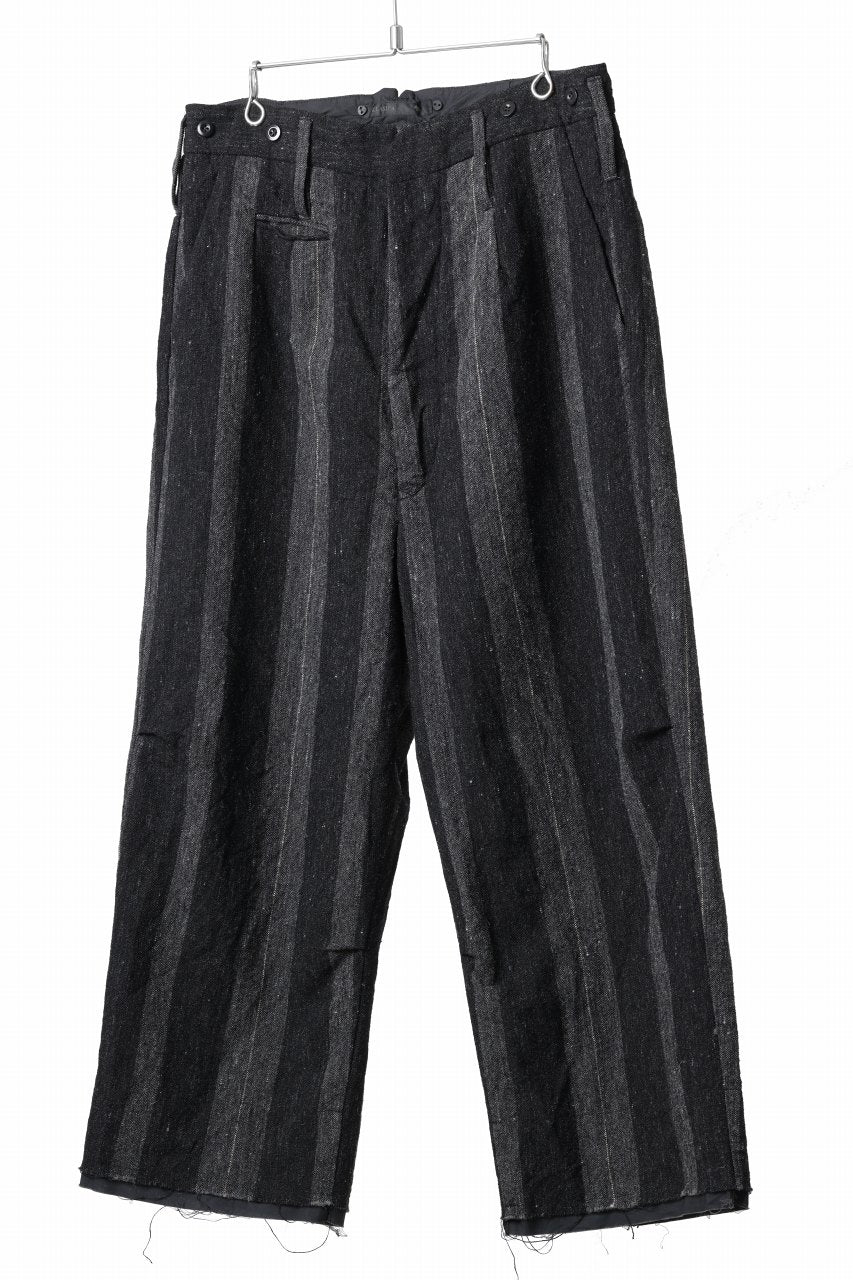 画像をギャラリービューアに読み込む, KLASICA GALWAY - Rt CUT OFF BOLD STRAIGHT TROUSERS / IRREGULAR STRIPED ROUGH TWEED (BLACK)