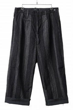 画像をギャラリービューアに読み込む, KLASICA GALWAY - Rt CUT OFF BOLD STRAIGHT TROUSERS / IRREGULAR STRIPED ROUGH TWEED (BLACK)