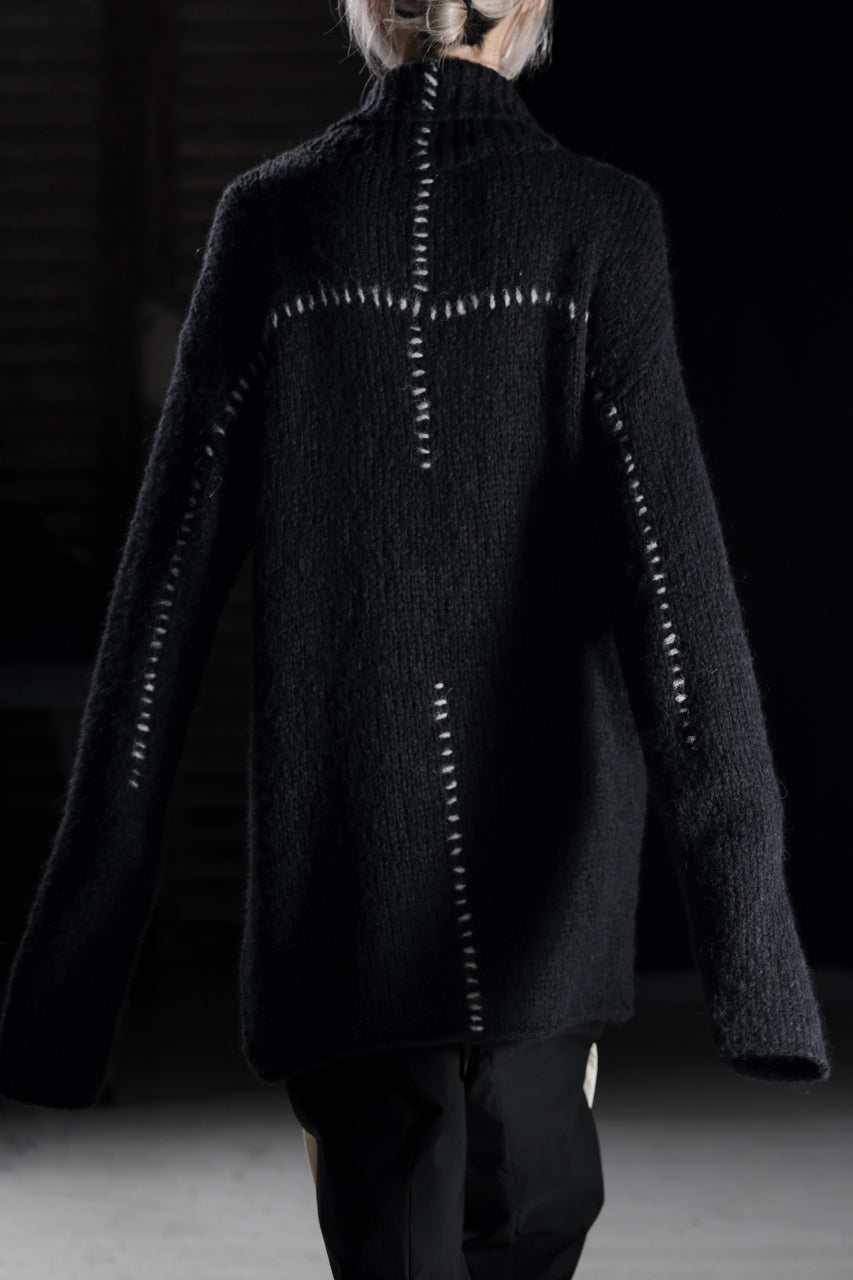 画像をギャラリービューアに読み込む, thom/krom HIGH COLLAR KNIT PULLOVER / ALPACA WOOL (BLACK)