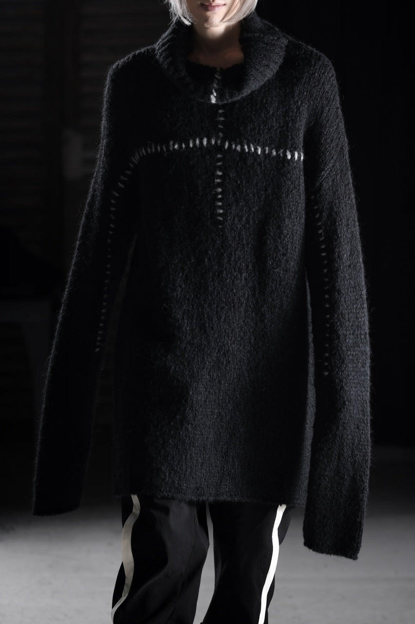 画像をギャラリービューアに読み込む, thom/krom HIGH COLLAR KNIT PULLOVER / ALPACA WOOL (BLACK)