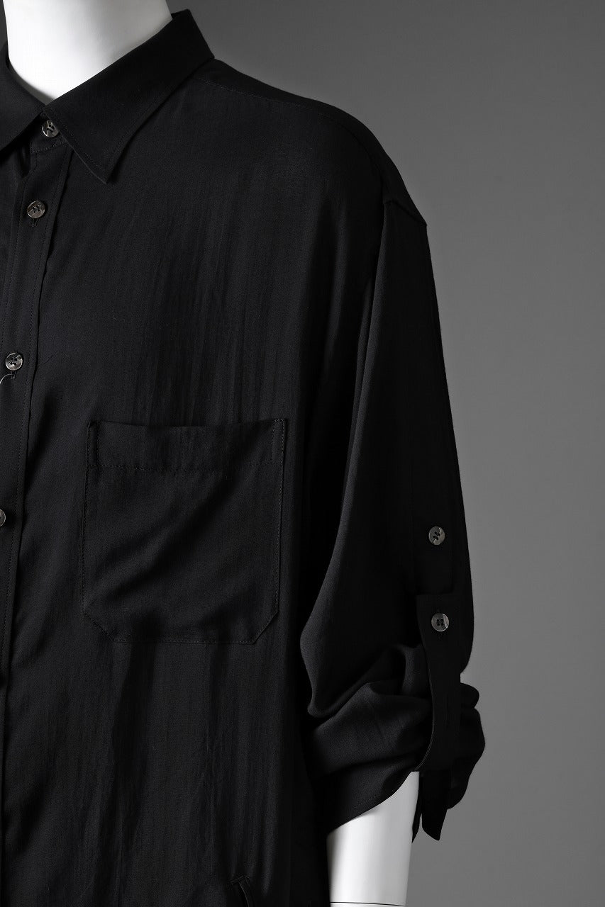 画像をギャラリービューアに読み込む, Y's for men BIG SHIRT / CELLULOSE LAWN (BLACK)
