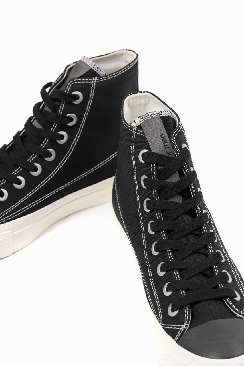 画像をギャラリービューアに読み込む, Y's for men HIGH TOP SNEAKER / COTTON CANVAS (BLACK x WHITE)