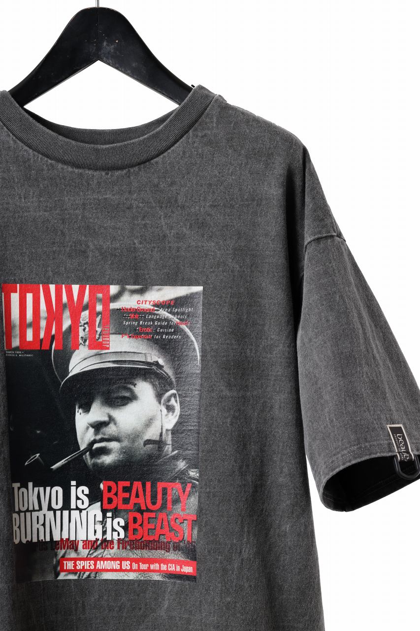 画像をギャラリービューアに読み込む, beauty : beast x CVTVLIST S/S TEE "TOKYO BURNING" (G.BLACK)