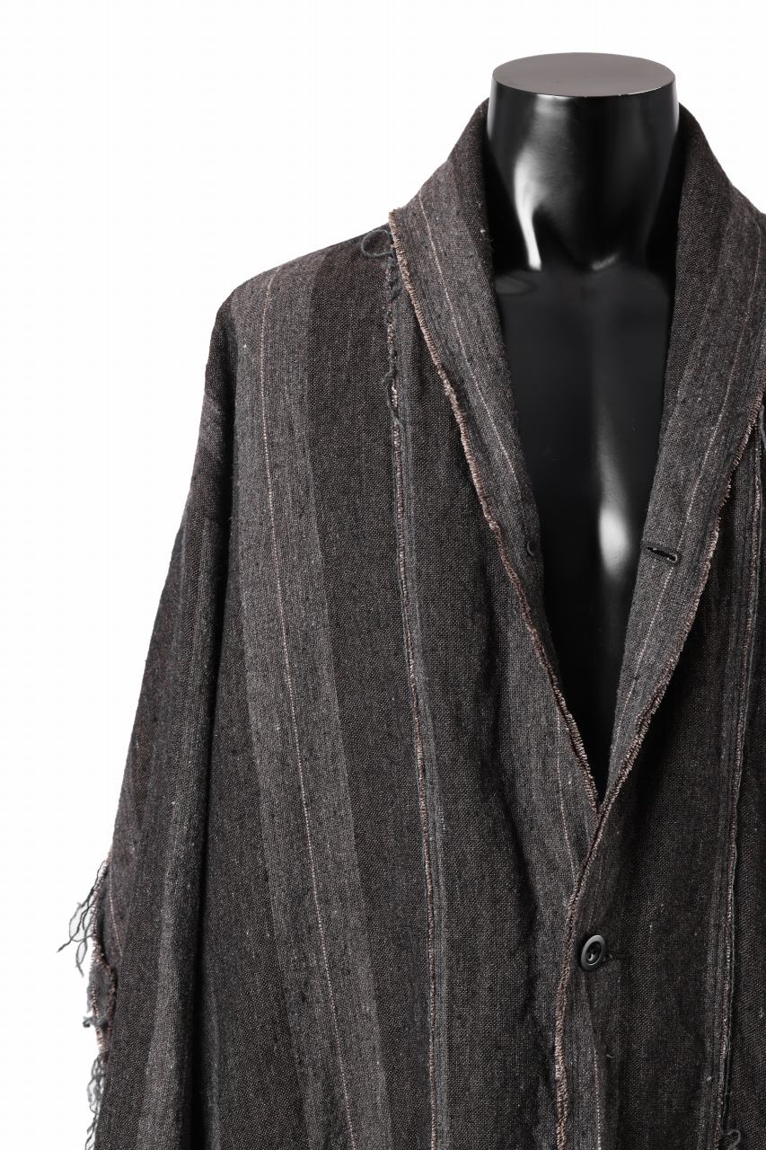 画像をギャラリービューアに読み込む, KLASICA BIRD - Rt  CUT OFF PRIMAL SHORT COAT / IRREGULAR STRIPED ROUGH TWEED (MOCHA)