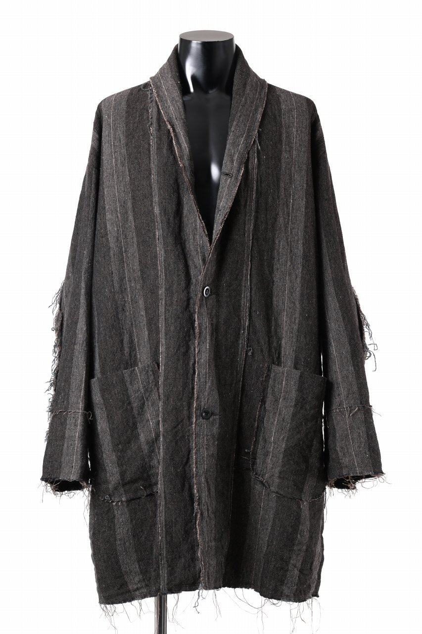 画像をギャラリービューアに読み込む, KLASICA BIRD - Rt  CUT OFF PRIMAL SHORT COAT / IRREGULAR STRIPED ROUGH TWEED (MOCHA)
