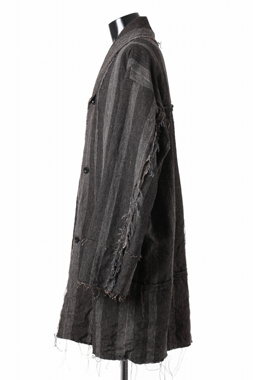 画像をギャラリービューアに読み込む, KLASICA BIRD - Rt  CUT OFF PRIMAL SHORT COAT / IRREGULAR STRIPED ROUGH TWEED (MOCHA)