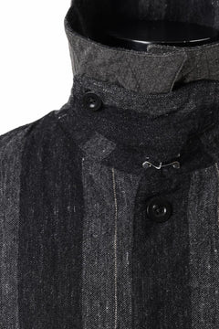 画像をギャラリービューアに読み込む, KLASICA AVOIR Ⅱ CUT OFF MAC COAT / IRREGULAR STRIPED ROUGH TWEED (BLACK)