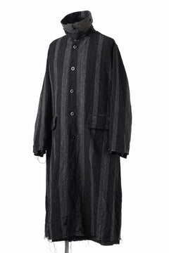 画像をギャラリービューアに読み込む, KLASICA AVOIR Ⅱ CUT OFF MAC COAT / IRREGULAR STRIPED ROUGH TWEED (BLACK)