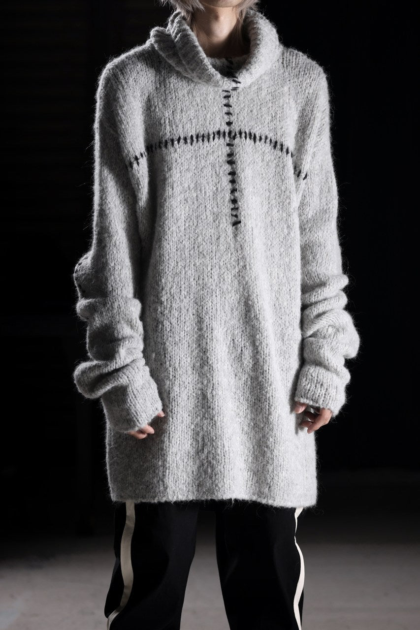 画像をギャラリービューアに読み込む, thom/krom HIGH COLLAR KNIT PULLOVER / ALPACA WOOL (LIGHT GREY)