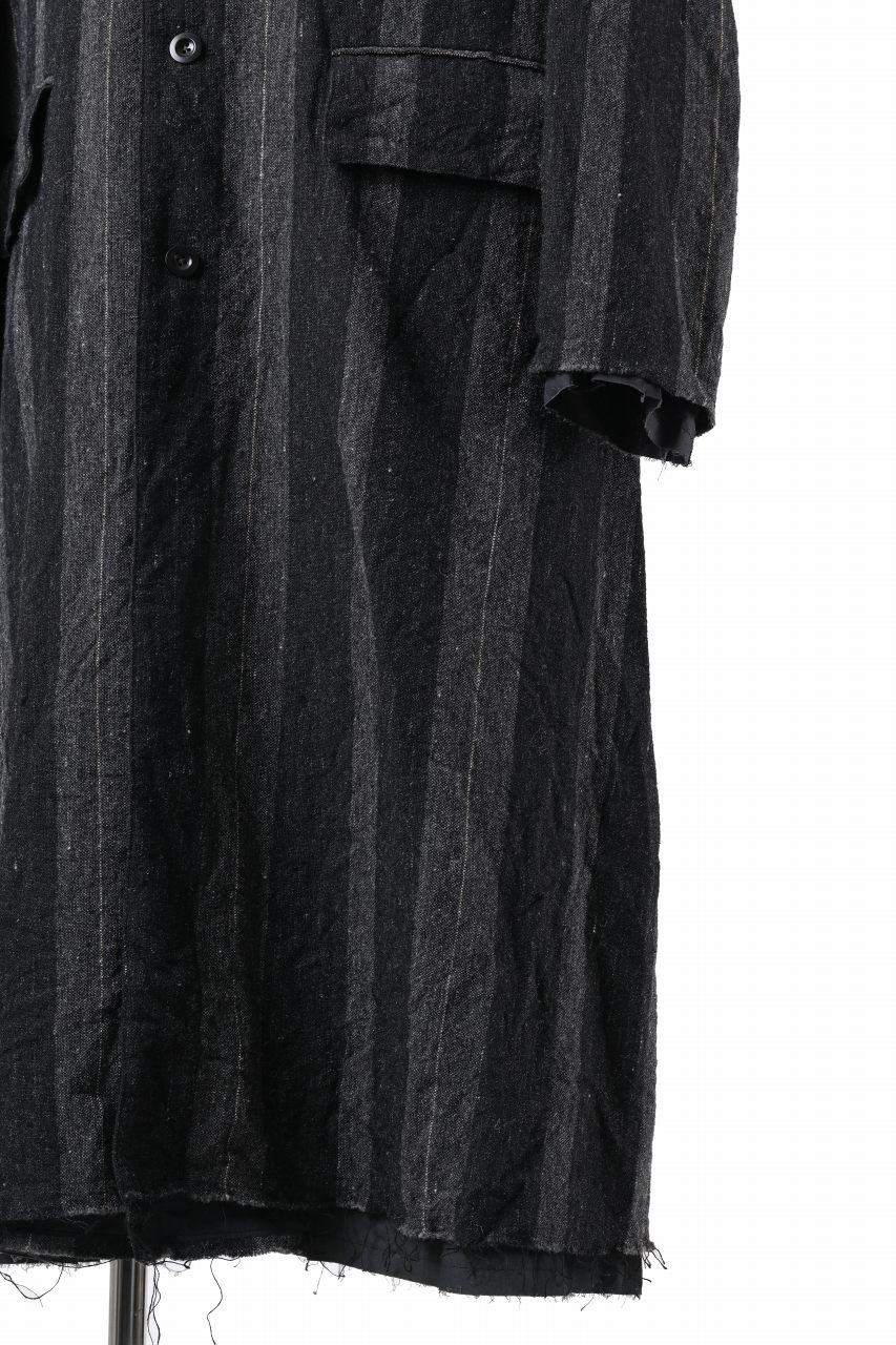 画像をギャラリービューアに読み込む, KLASICA AVOIR Ⅱ CUT OFF MAC COAT / IRREGULAR STRIPED ROUGH TWEED (BLACK)