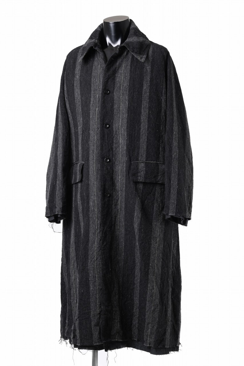 KLASICA AVOIR Ⅱ CUT OFF MAC COAT / IRREGULAR STRIPED ROUGH TWEED  (BLACK)の商品ページ | クラシカの公式通販 - LOOM OSAKA ONLINE STORE