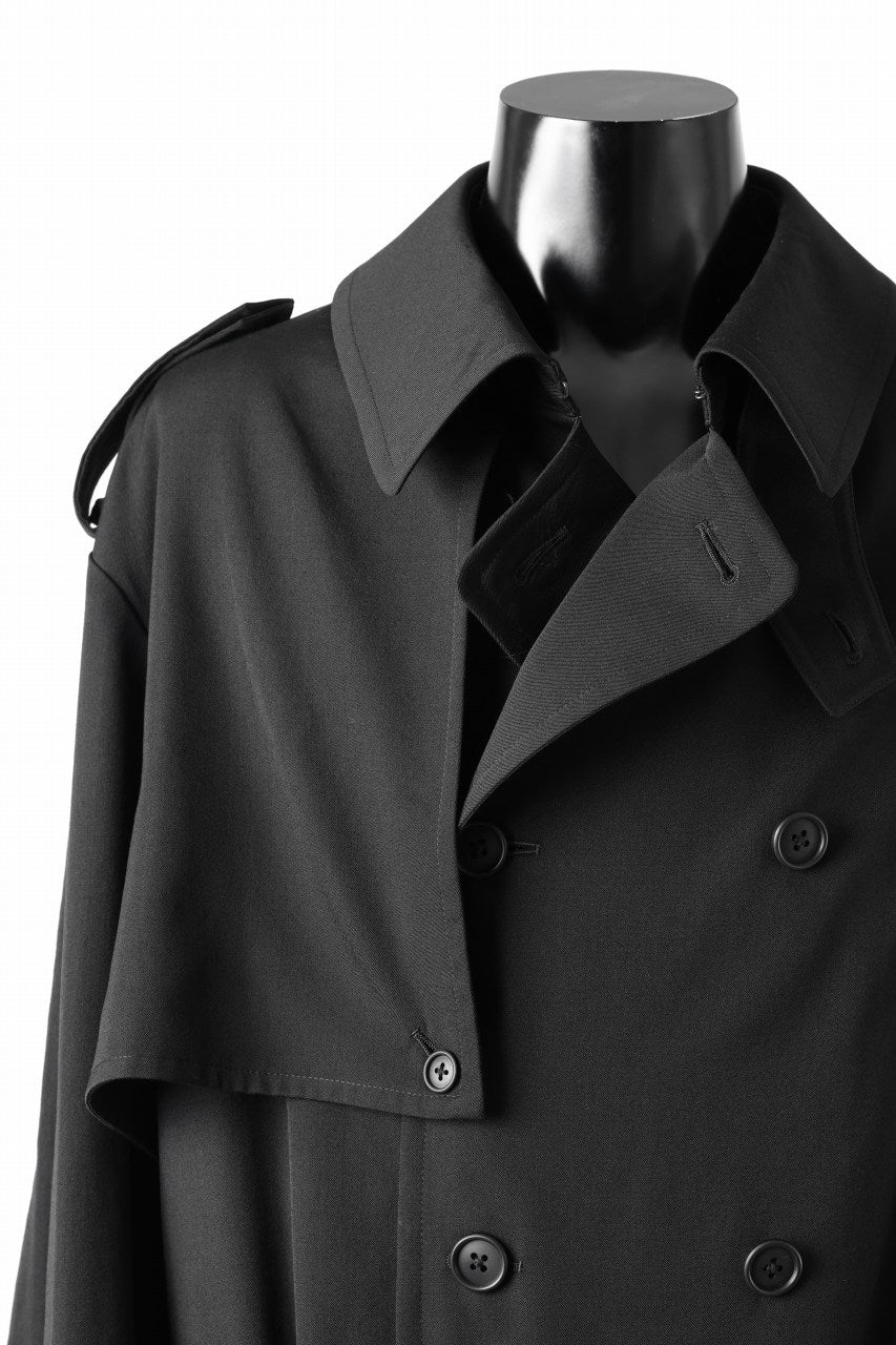 画像をギャラリービューアに読み込む, Y's for men TRENCH COAT / WRINKLED GABARDINE (BLACK)