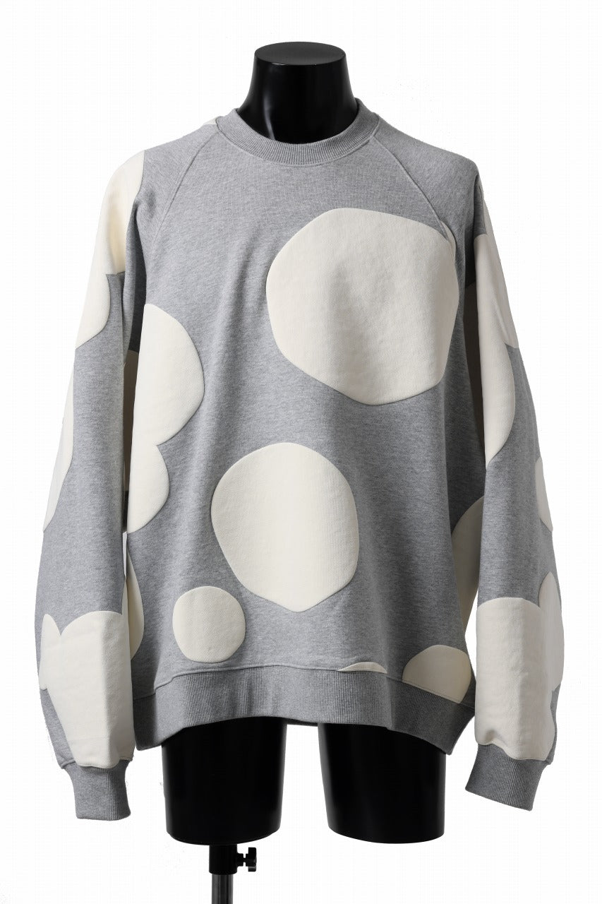 画像をギャラリービューアに読み込む, A.F ARTEFACT POLKA PATTERN SWEAT RAGLAN TOPS (HEATHER GREY)