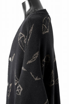 画像をギャラリービューアに読み込む, A.F ARTEFACT PYRA PATTERN COTTON KNIT CARDIGAN (BLACK x BROWN)