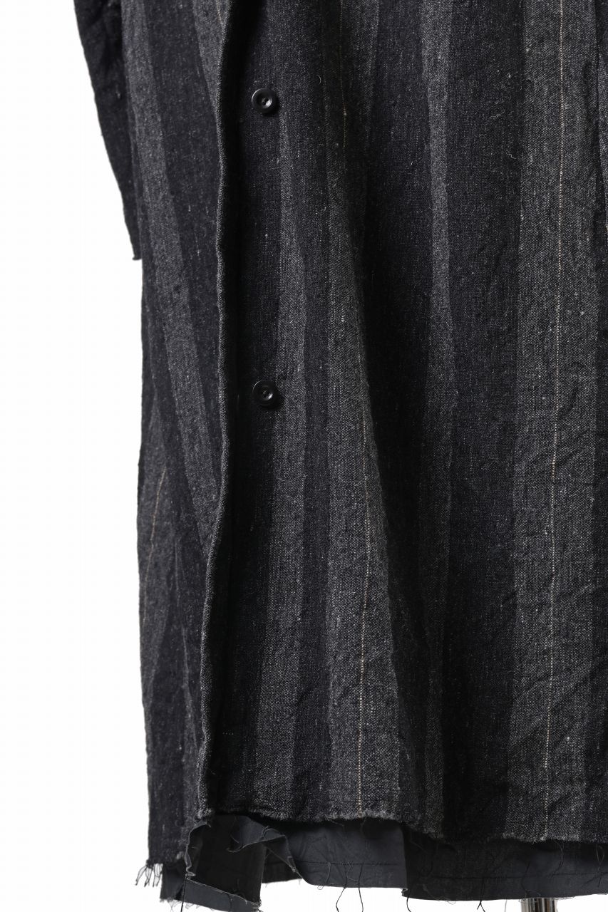 画像をギャラリービューアに読み込む, KLASICA AVOIR Ⅱ CUT OFF MAC COAT / IRREGULAR STRIPED ROUGH TWEED (BLACK)
