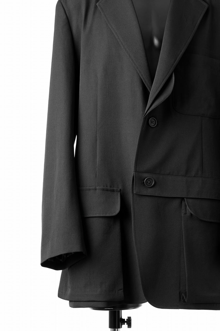 画像をギャラリービューアに読み込む, Y's for men SHAVED CLOTH JACKET / WRINKLED GABARDINE (BLACK)