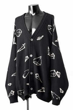 画像をギャラリービューアに読み込む, A.F ARTEFACT PYRA PATTERN COTTON KNIT CARDIGAN (BLACK x IVORY)