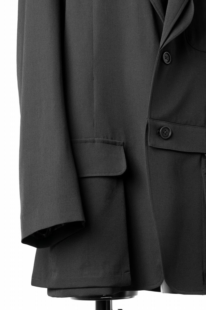 画像をギャラリービューアに読み込む, Y's for men SHAVED CLOTH JACKET / WRINKLED GABARDINE (BLACK)
