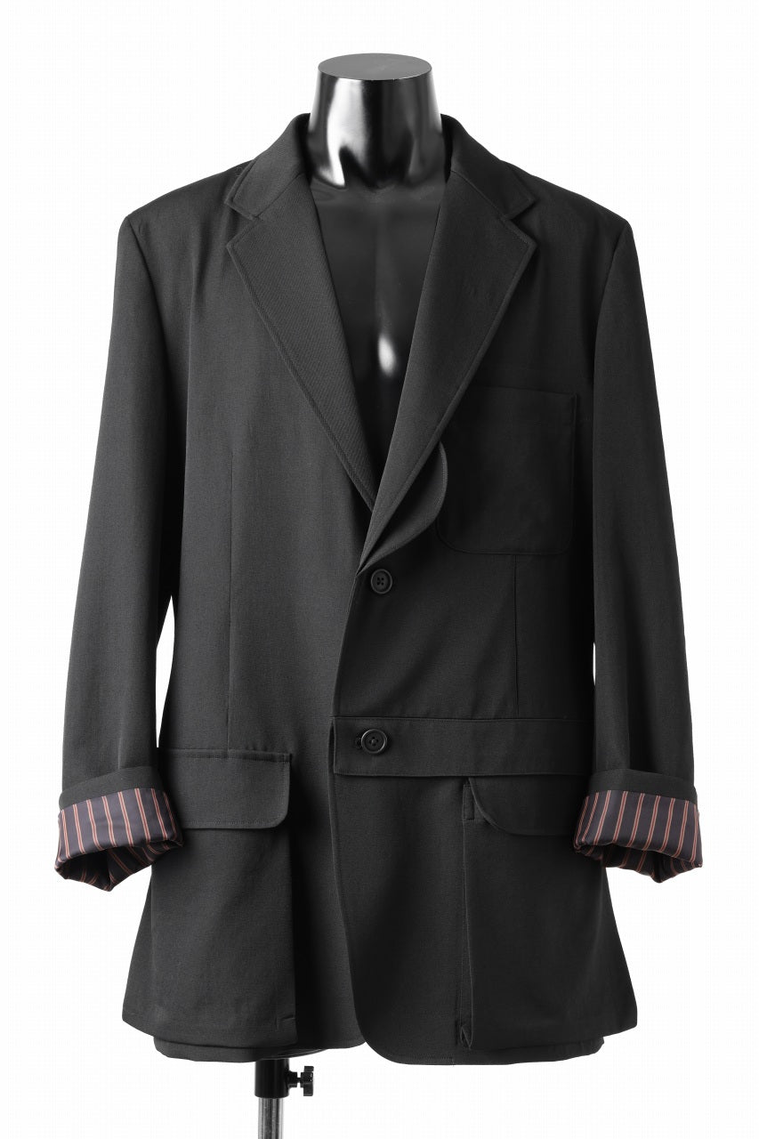 画像をギャラリービューアに読み込む, Y's for men SHAVED CLOTH JACKET / WRINKLED GABARDINE (BLACK)