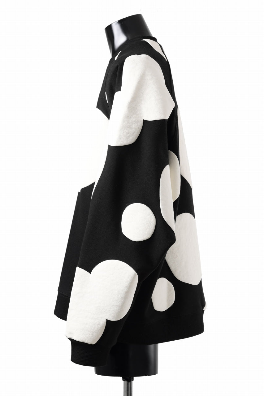 画像をギャラリービューアに読み込む, A.F ARTEFACT POLKA PATTERN SWEAT RAGLAN TOPS (BLACK)