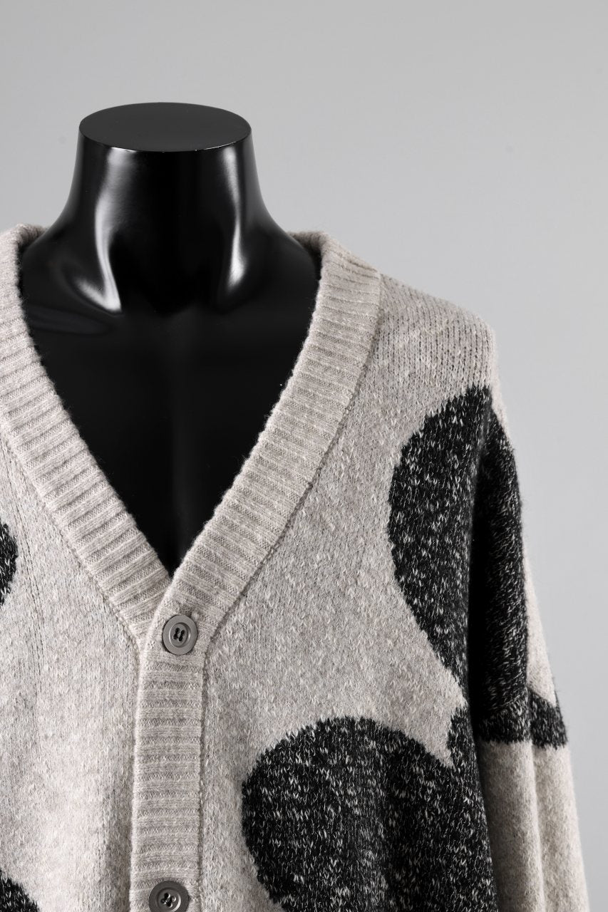 画像をギャラリービューアに読み込む, A.F ARTEFACT POLKA PATTERN BLEND KNIT CARDIGAN (BEIGE x GREY)