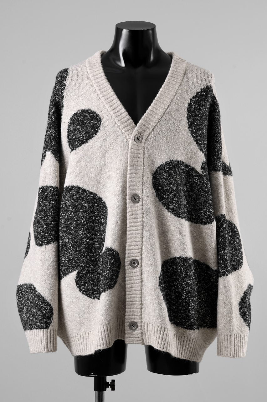 画像をギャラリービューアに読み込む, A.F ARTEFACT POLKA PATTERN BLEND KNIT CARDIGAN (BEIGE x GREY)