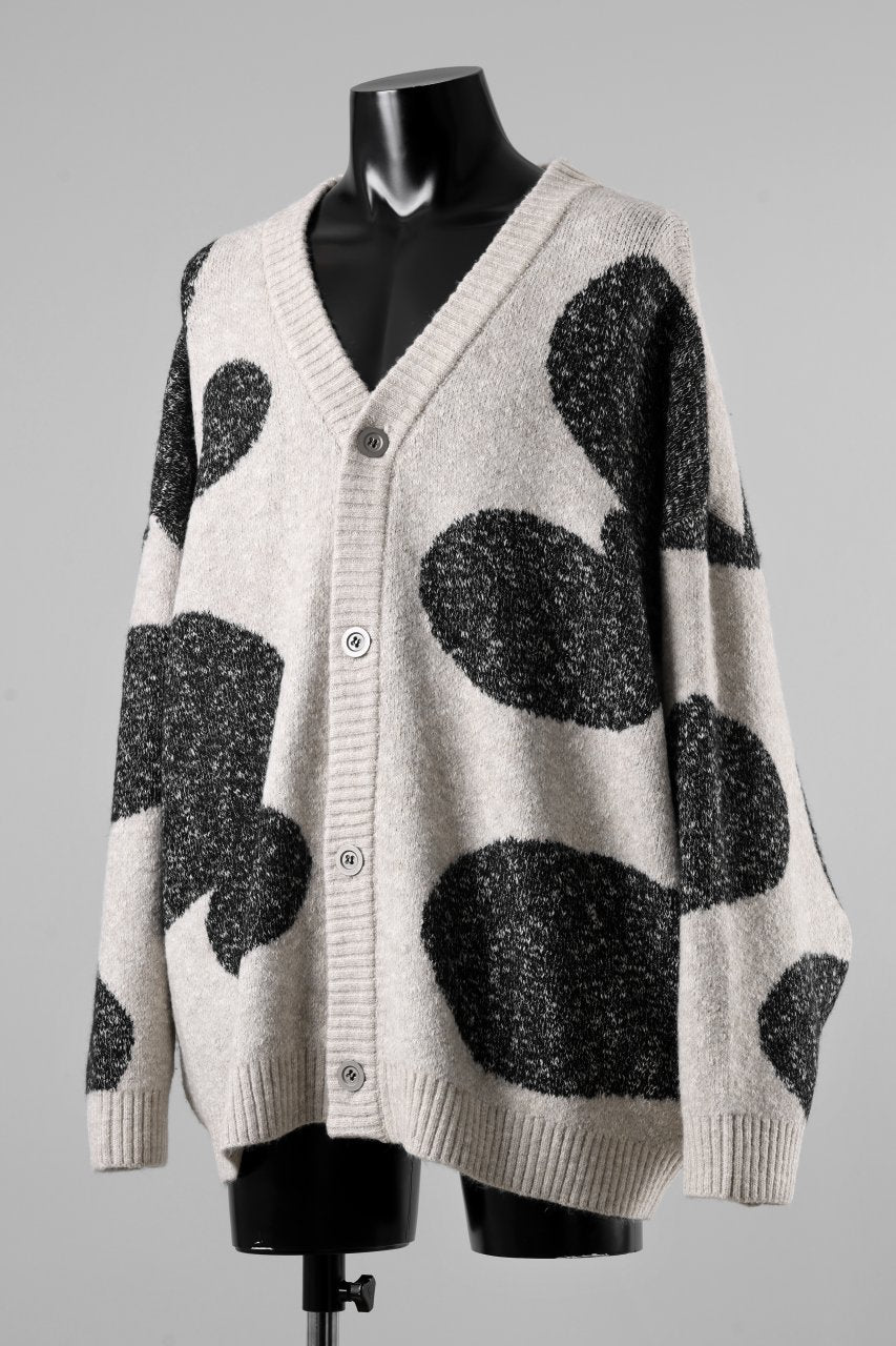 画像をギャラリービューアに読み込む, A.F ARTEFACT POLKA PATTERN BLEND KNIT CARDIGAN (BEIGE x GREY)