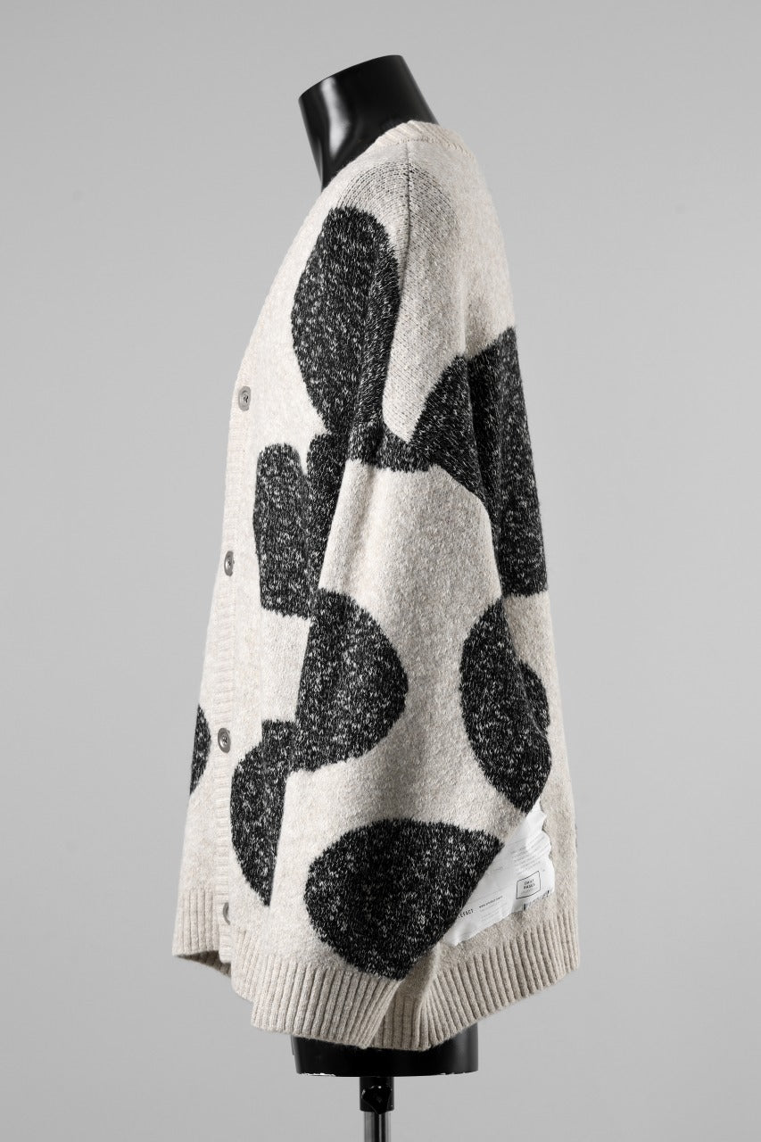画像をギャラリービューアに読み込む, A.F ARTEFACT POLKA PATTERN BLEND KNIT CARDIGAN (BEIGE x GREY)