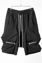 画像をギャラリービューアに読み込む, A.F ARTEFACT BELTED FLAP ZIP CARGO SARROUEL SHORTS / COTTON FLEECE (BLACK)