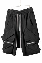 画像をギャラリービューアに読み込む, A.F ARTEFACT BELTED FLAP ZIP CARGO SARROUEL SHORTS / COTTON FLEECE (BLACK)