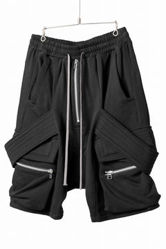 画像をギャラリービューアに読み込む, A.F ARTEFACT BELTED FLAP ZIP CARGO SARROUEL SHORTS / COTTON FLEECE (BLACK)