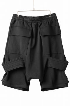 画像をギャラリービューアに読み込む, A.F ARTEFACT BELTED FLAP ZIP CARGO SARROUEL SHORTS / COTTON FLEECE (BLACK)