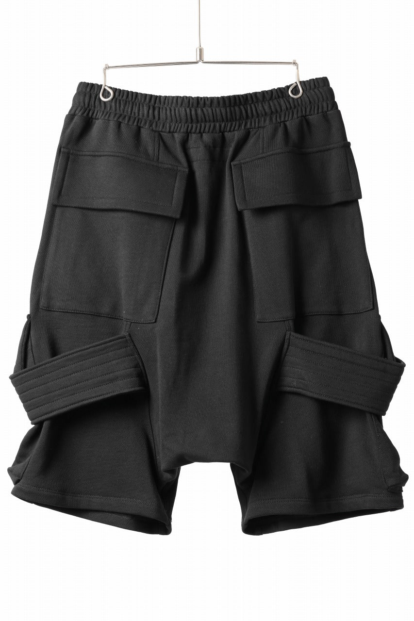 画像をギャラリービューアに読み込む, A.F ARTEFACT BELTED FLAP ZIP CARGO SARROUEL SHORTS / COTTON FLEECE (BLACK)