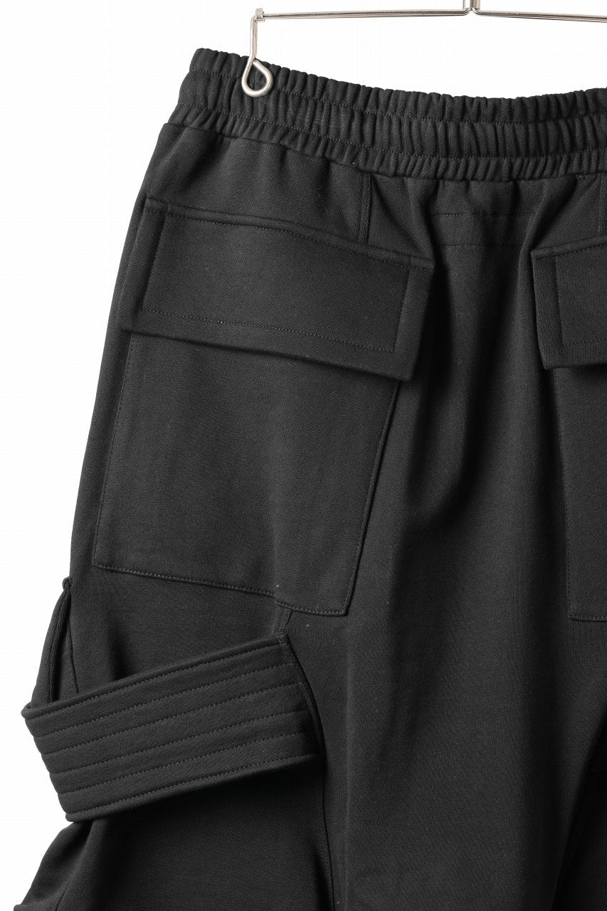 画像をギャラリービューアに読み込む, A.F ARTEFACT BELTED FLAP ZIP CARGO SARROUEL SHORTS / COTTON FLEECE (BLACK)