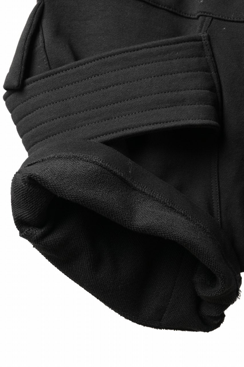 画像をギャラリービューアに読み込む, A.F ARTEFACT BELTED FLAP ZIP CARGO SARROUEL SHORTS / COTTON FLEECE (BLACK)