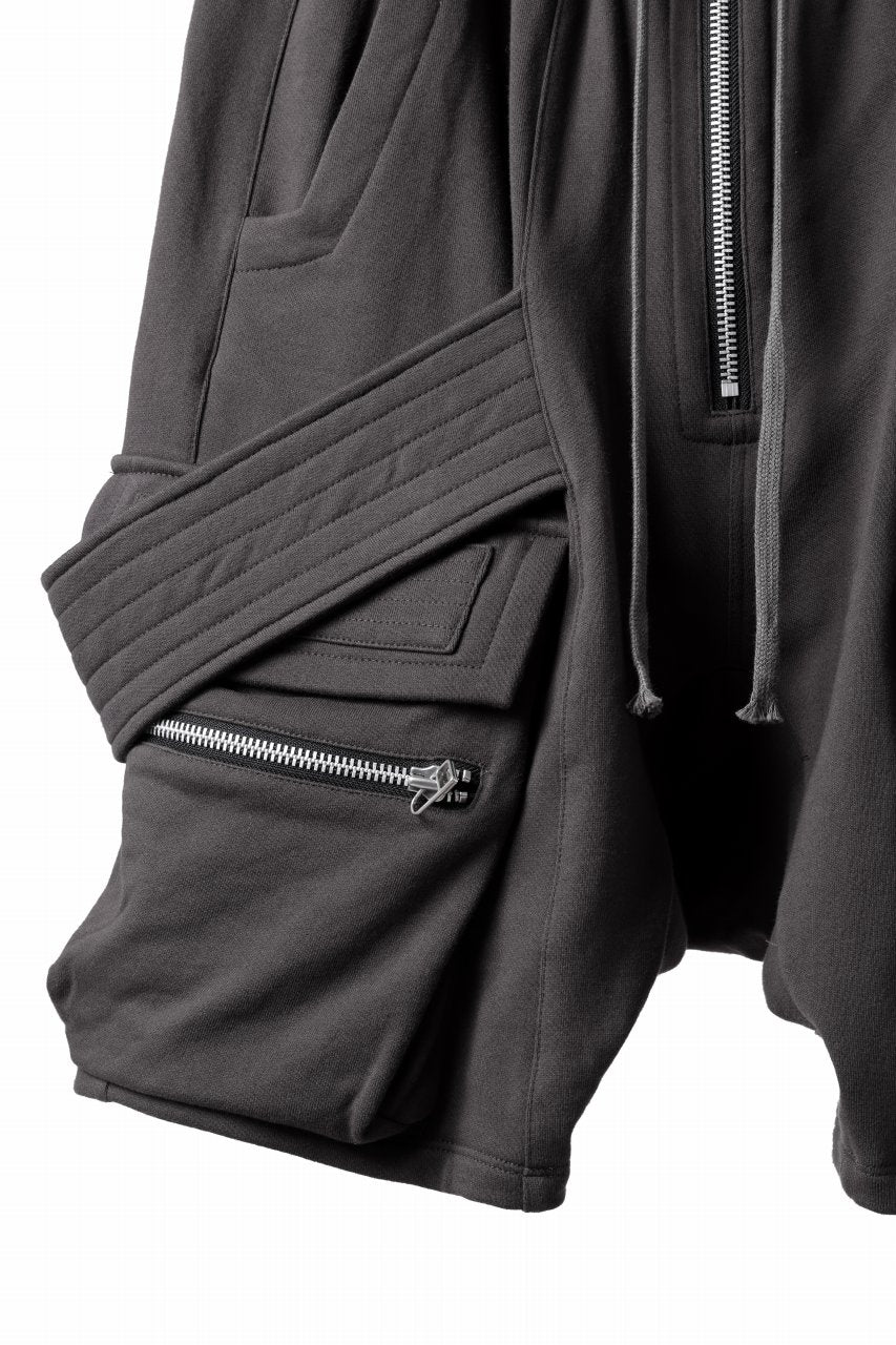 画像をギャラリービューアに読み込む, A.F ARTEFACT BELTED FLAP ZIP CARGO SARROUEL SHORTS / COTTON FLEECE (D.GREY)