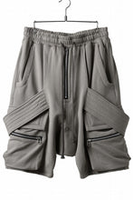 画像をギャラリービューアに読み込む, A.F ARTEFACT BELTED FLAP ZIP CARGO SARROUEL SHORTS / COTTON FLEECE (GREY)