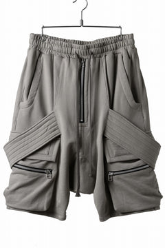 画像をギャラリービューアに読み込む, A.F ARTEFACT BELTED FLAP ZIP CARGO SARROUEL SHORTS / COTTON FLEECE (GREY)