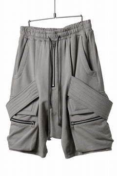 画像をギャラリービューアに読み込む, A.F ARTEFACT BELTED FLAP ZIP CARGO SARROUEL SHORTS / COTTON FLEECE (GREY)