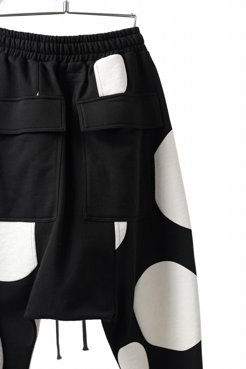 画像をギャラリービューアに読み込む, A.F ARTEFACT POLKA PATTERN SWEAT SAROUEL PANTS (BLACK)