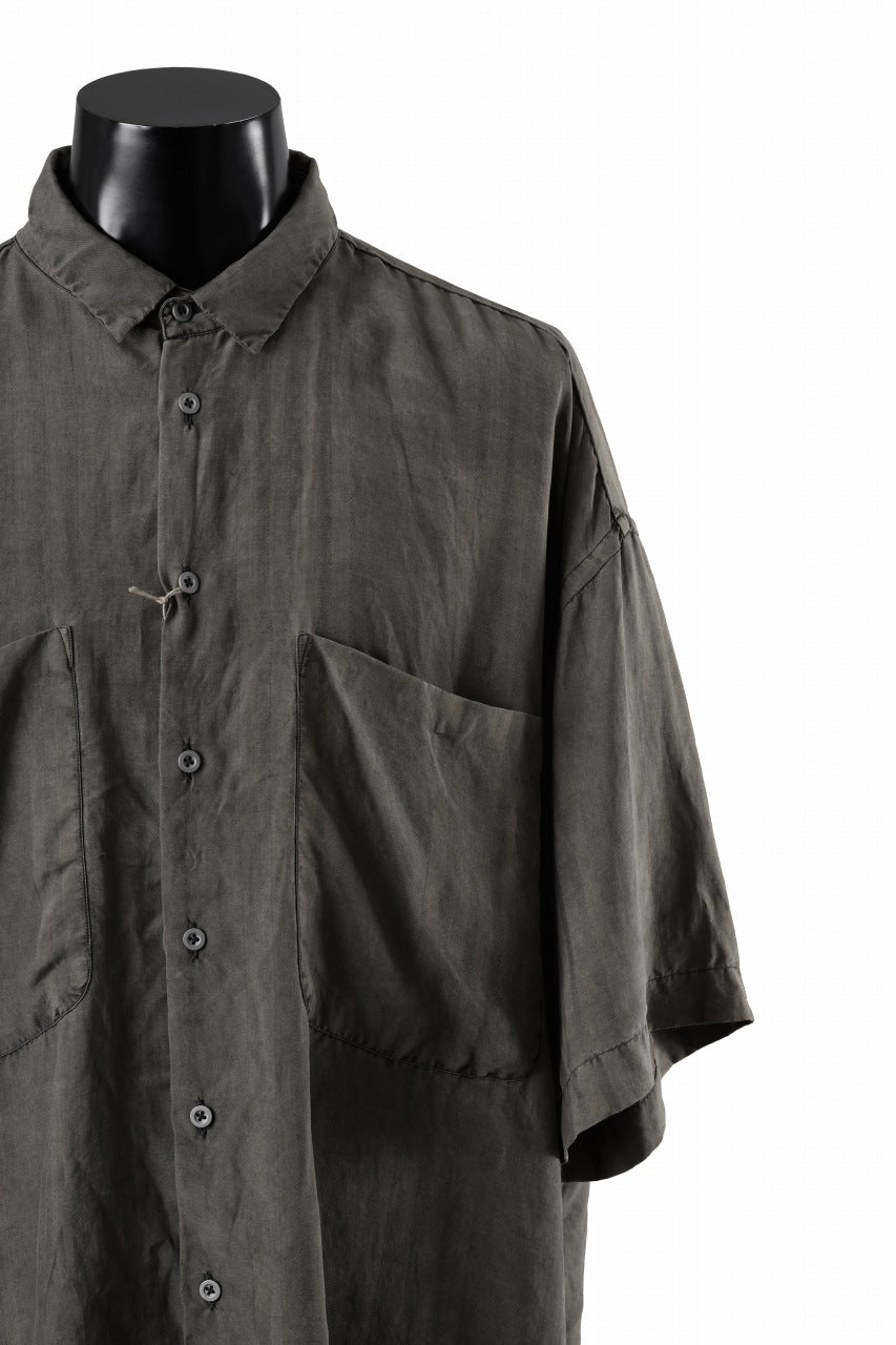 画像をギャラリービューアに読み込む, KLASICA RELAXED FIT H/S SHIRTS / DRAPE & SMOOTH TEXTILE (BROWNY DYE STRIPE)