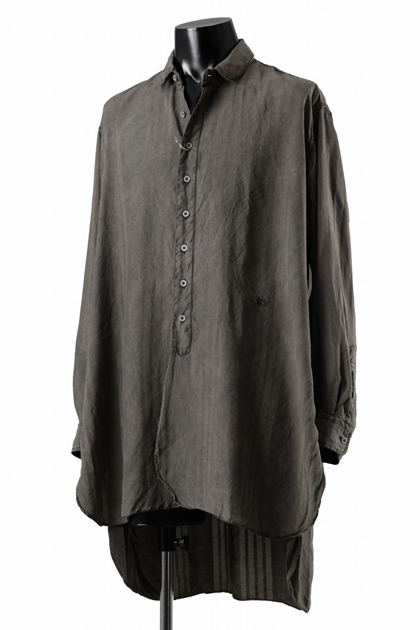 画像をギャラリービューアに読み込む, KLASICA SHORT COLLAR ROOMY SHIRTS / DRAPE & SMOOTH TEXTILE (BROWNY DYE STRIPE)