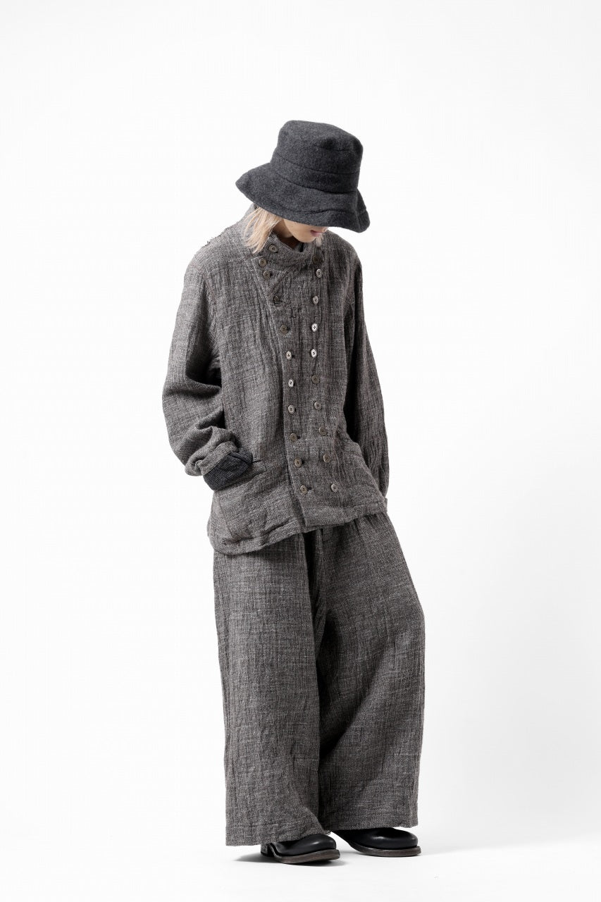 YUTA MATSUOKA baggy pants / double weave cotton wool linen (brown)