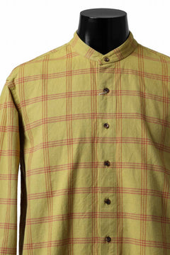 画像をギャラリービューアに読み込む, COLINA CHECK GRANPA SHIRT / AMUNZEN CHAMBRAY (MUSTARD)