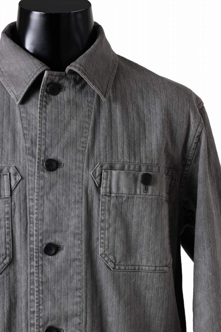 画像をギャラリービューアに読み込む, sus-sous germany work jacket / cotton linen herringbone (sumi)