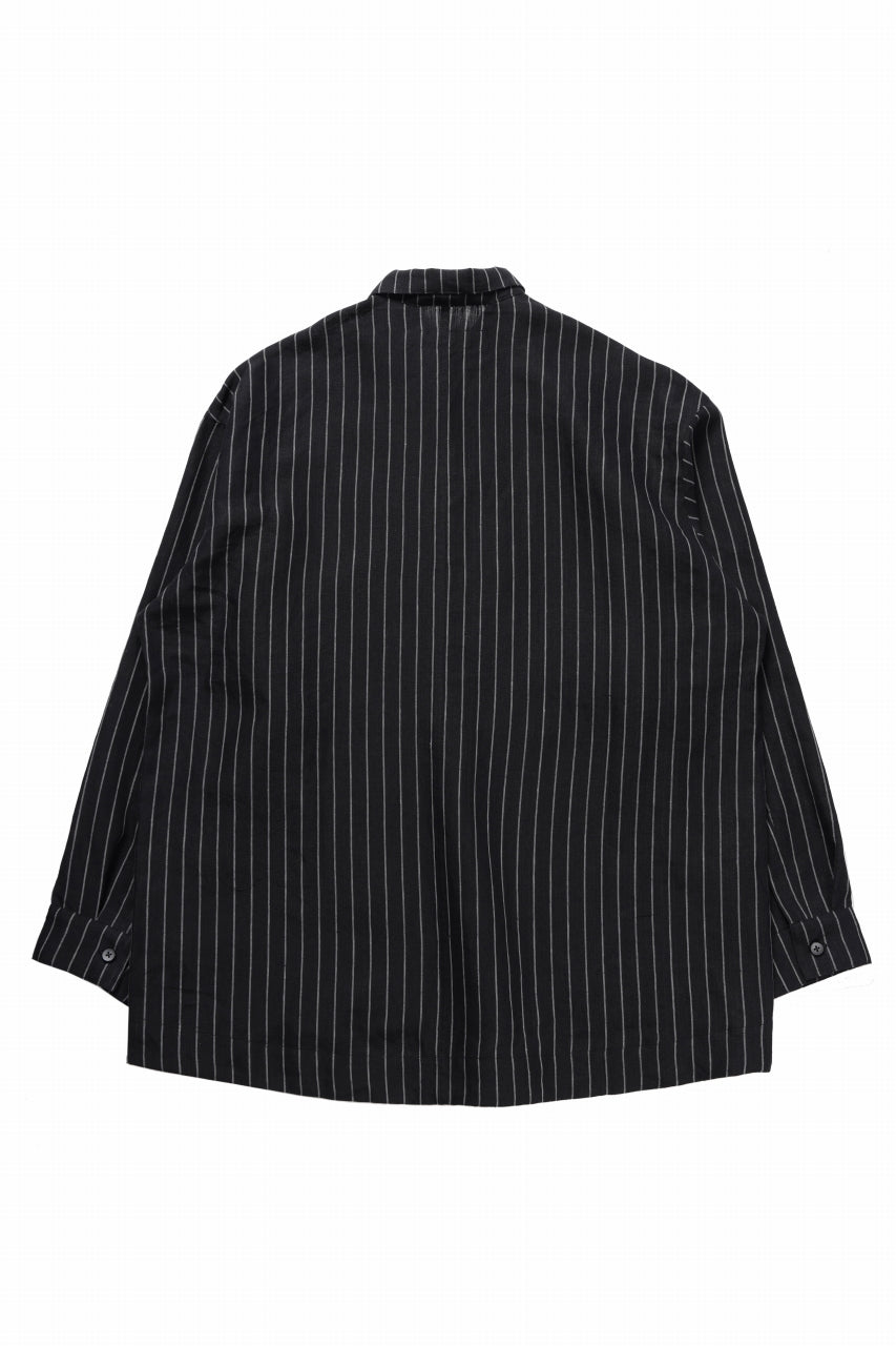 画像をギャラリービューアに読み込む, A.F ARTEFACT LOOSEY OVER SHIRT / LINEN STRIPE B (BLACK×L.GREY)
