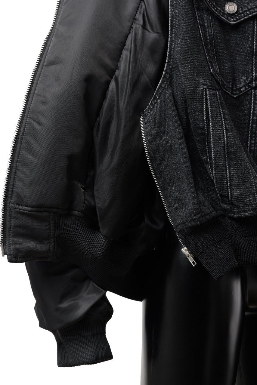 画像をギャラリービューアに読み込む, Juun.J Denim Vest Detachable Nylon MA-1 Jumper (GREY)