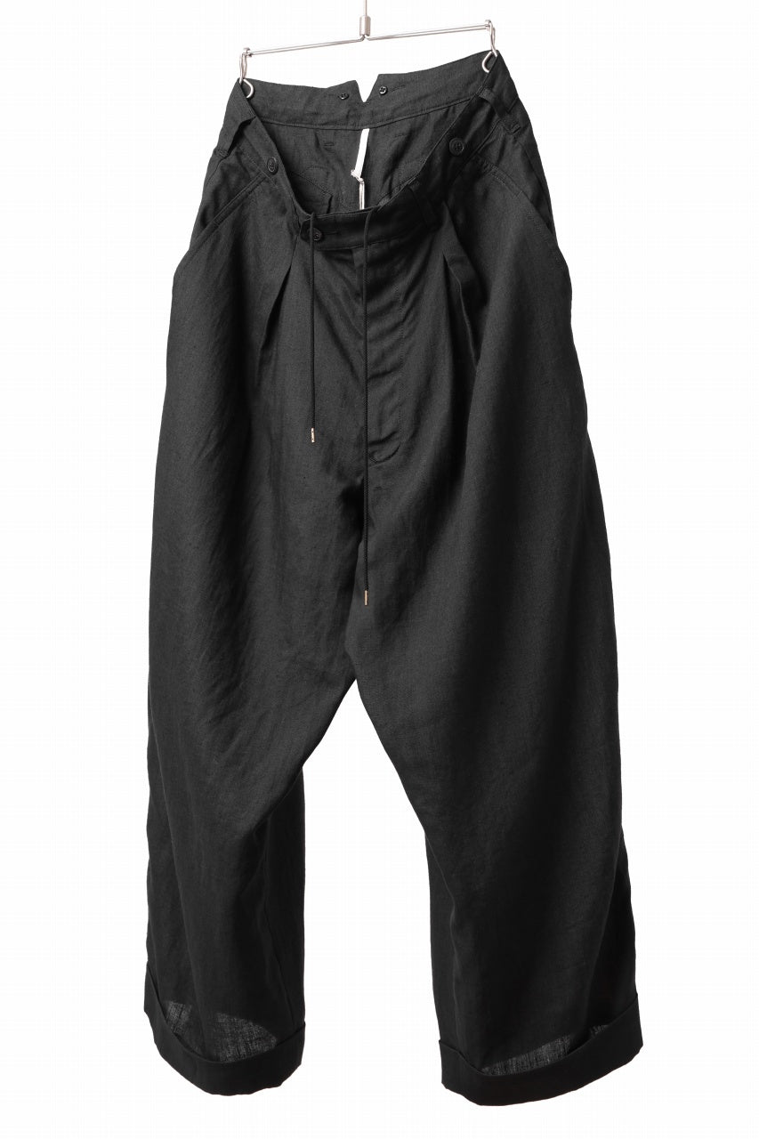 Load image into Gallery viewer, sus-sous cinematic trousers / 1/4 linen seating (BLACK)